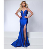 KATE PARKER Beaded v-neck open lace up back w/slit 26031