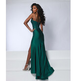 KATE PARKER Beaded v-neck open lace up back w/slit 26031