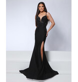 KATE PARKER Beaded v-neck open lace up back w/slit 26031