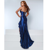 KATE PARKER Strapless corset beaded hi-low ruffle gown 26058