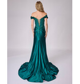 Off the shoulder beaded corset bodice fitted gown 922609