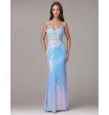 Spaghetti strap sequin fitted open back gown 832604