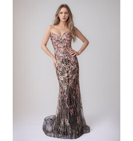 Strapless sequin/glitter fit n flare lace up back 762661