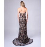 Strapless sequin/glitter fit n flare lace up back 762661