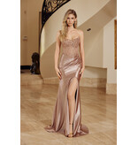 Strapless rhinestone corset bodice satin fitted skirt F126730