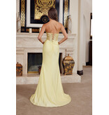 Strapless Corset flower beaded fitted gown w/slit K126736