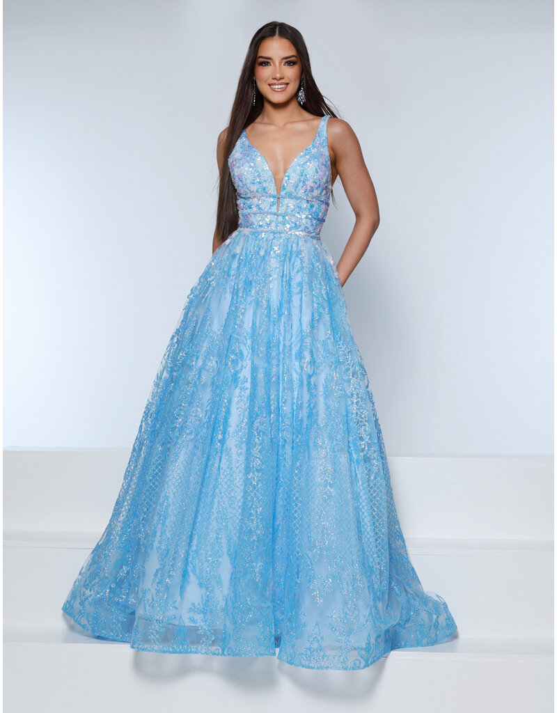 KATE PARKER Sequin Tank V-neck glitter ballgown 26323