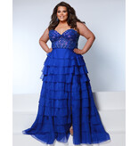KATE PARKER Strapless sequin lace bodice ruffle a-line gown 26310