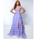 KATE PARKER Strapless sequin lace bodice ruffle a-line gown 26310