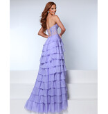 KATE PARKER Strapless sequin lace bodice ruffle a-line gown 26310