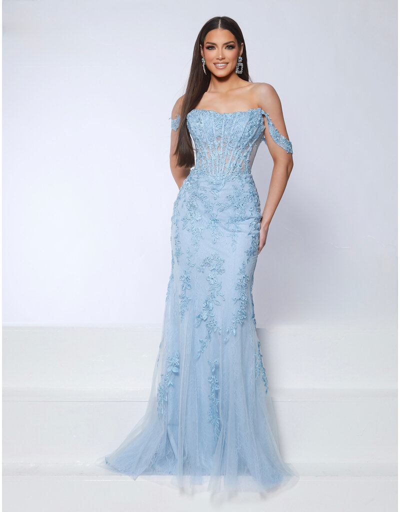 KATE PARKER Beaded lace fitted off the shoulder corset 26038