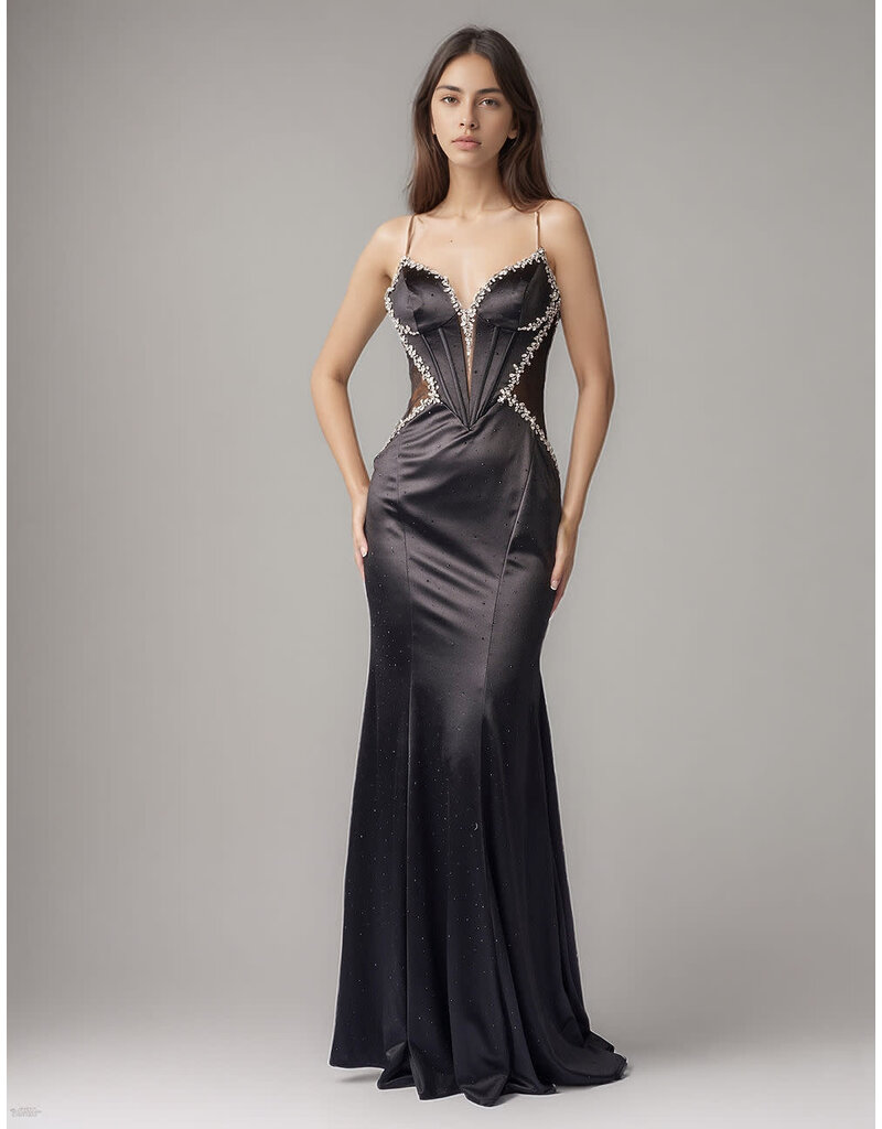 SATIN, SPG STRAP, CORSET BODICE, FITTED 4452