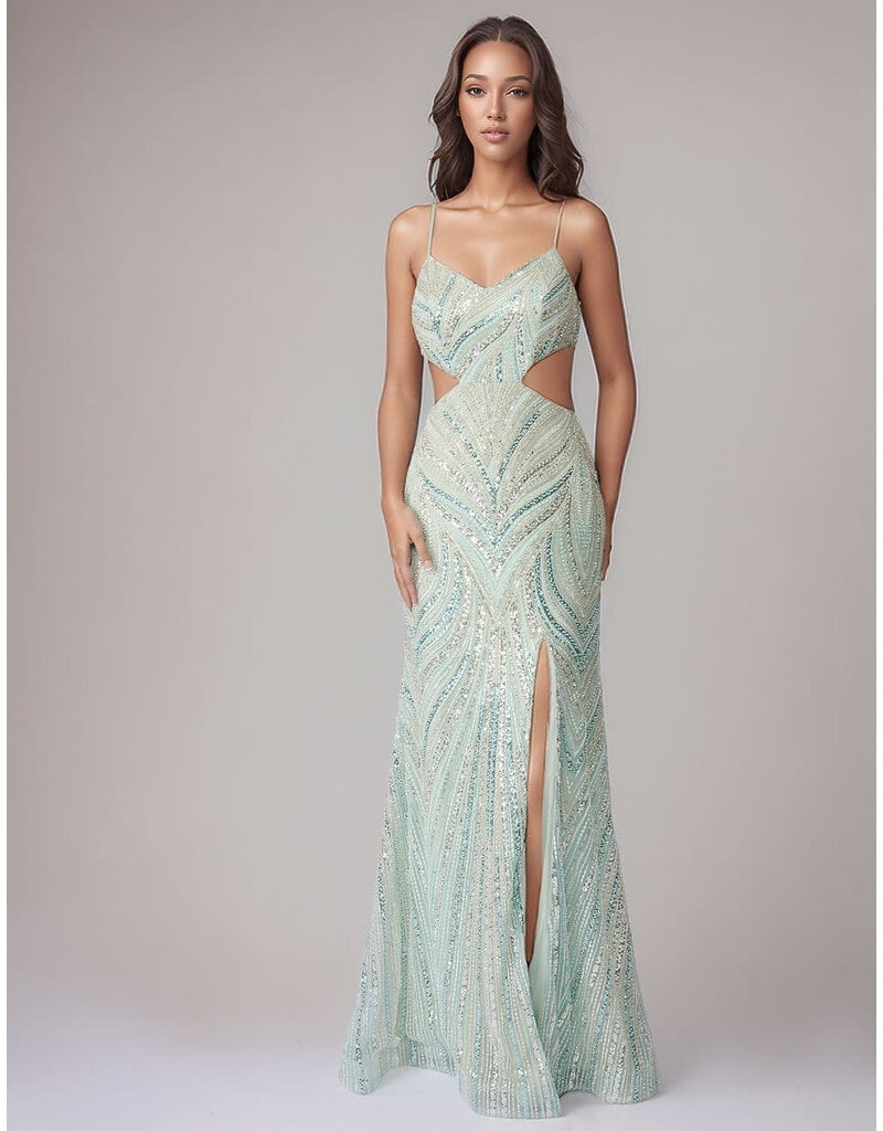 BEADED, CUT OUT WAIST, 9214N