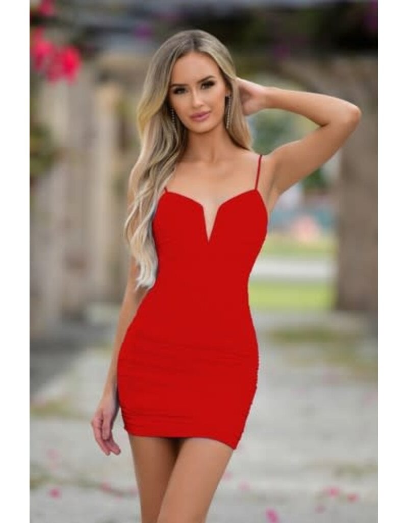 VELVI Rouched fitted stretch knit short gown Tori