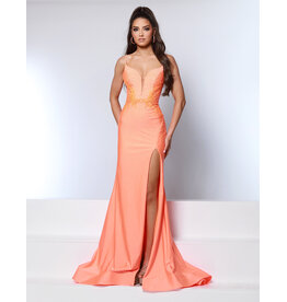 KATE PARKER Spaghetti strap side beaded lace mesh fit n flare 26267