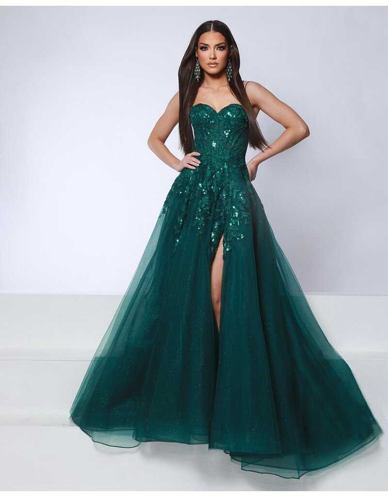 KATE PARKER Spaghetti strap sequin lace corset bodice tulle ballgown 26041