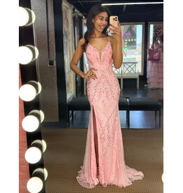 PAUL REKHI Spaghetti strap deep v-neck fit n flare 1017