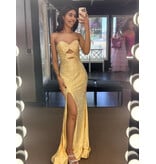 Strapless beaded cut out fitted gown w/slit 2526140