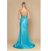 Strapless beaded cut out fitted gown w/slit 2526140