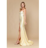 Strapless deep v-neck beaded fitted gown w/slit 2526154