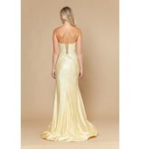 Strapless deep v-neck beaded fitted gown w/slit 2526154