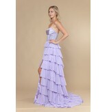 Strapless beaded corset chiffon ruffle a-line 2526168