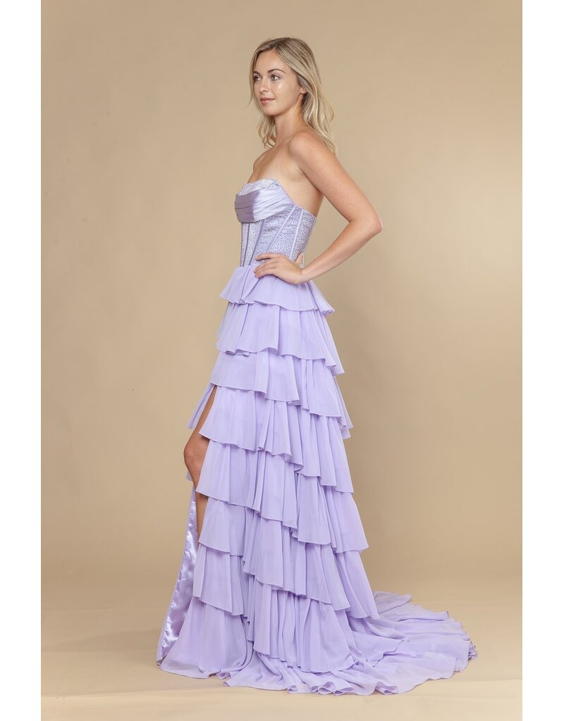 Strapless beaded corset chiffon ruffle a-line 2526168