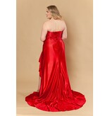 Strapless beaded corset bodice fitted ruffle slit W126238