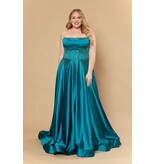 Strapless beaded corset bodice a-line gown W126244