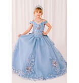 Sequin flower off the shoulder glittler ballgown 8125