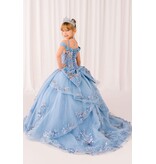 Sequin flower off the shoulder glittler ballgown 8125