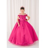 Off the shoulder sequin lace tulle ballgown 8111