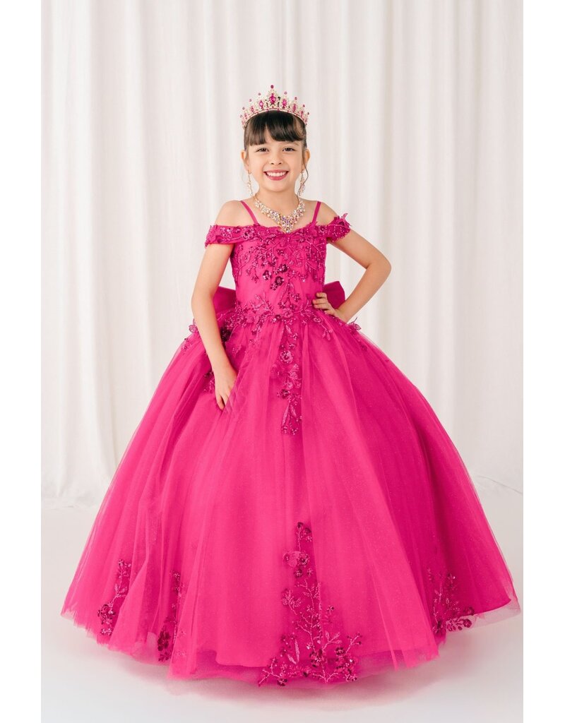 Off the shoulder sequin lace tulle ballgown 8111
