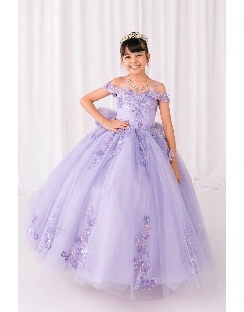 Off the shoulder sequin lace tulle ballgown 8111