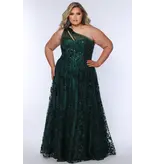 One shoulder tulle sequin corset a-line TE2529