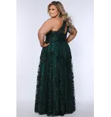 One shoulder tulle sequin corset a-line TE2529
