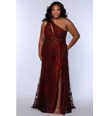 One shoulder tulle sequin corset a-line TE2529