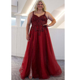 V-NECK, ALINE, SPARKLE TULLE TE2446