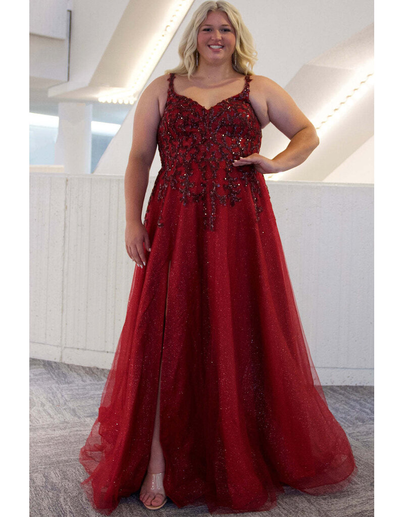 V-NECK, ALINE, SPARKLE TULLE TE2446