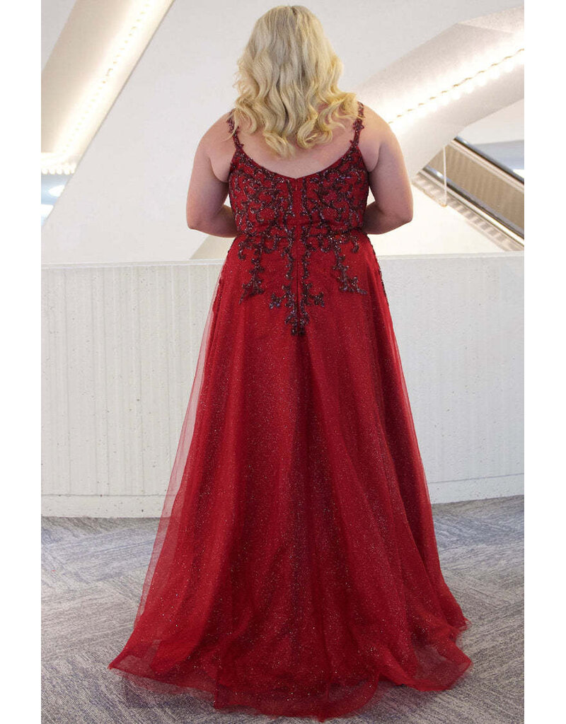 V-NECK, ALINE, SPARKLE TULLE TE2446