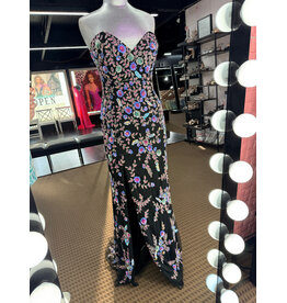 PAUL REKHI Strapless sweatheart neck fitted gown w/slit 1028