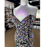 PAUL REKHI Strapless sweatheart neck fitted gown w/slit 1028