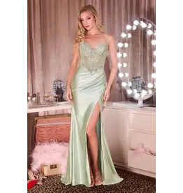 Ladivine Spaghetti strap beaded corset bodice glitter jersey skirt CC26408