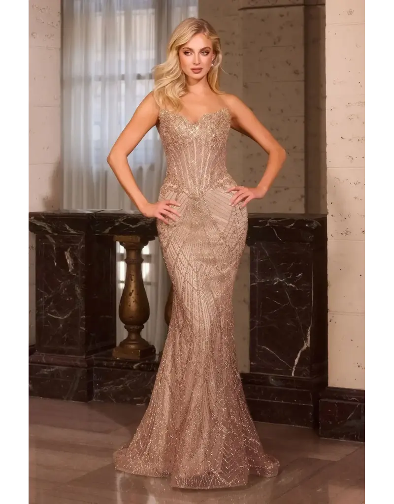 Ladivine Strapless glitter beaded mermaid J82688