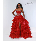 ORGANZA, STRPLESS, LEG SLIT W/ RUFFLES 3232