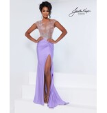 Fitted, beaded bodice, keyhole back, jersey with slit 3220