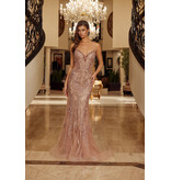 Spaghetti strap glitter tulle fitted beaded corset C126849