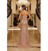 Spaghetti strap glitter tulle fitted beaded corset C126849