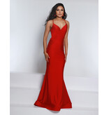 KATE PARKER Fit n flare jersey v-neck open back gown 25939
