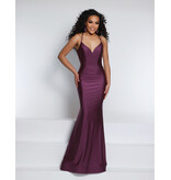 KATE PARKER Fit n flare jersey v-neck open back gown 25939